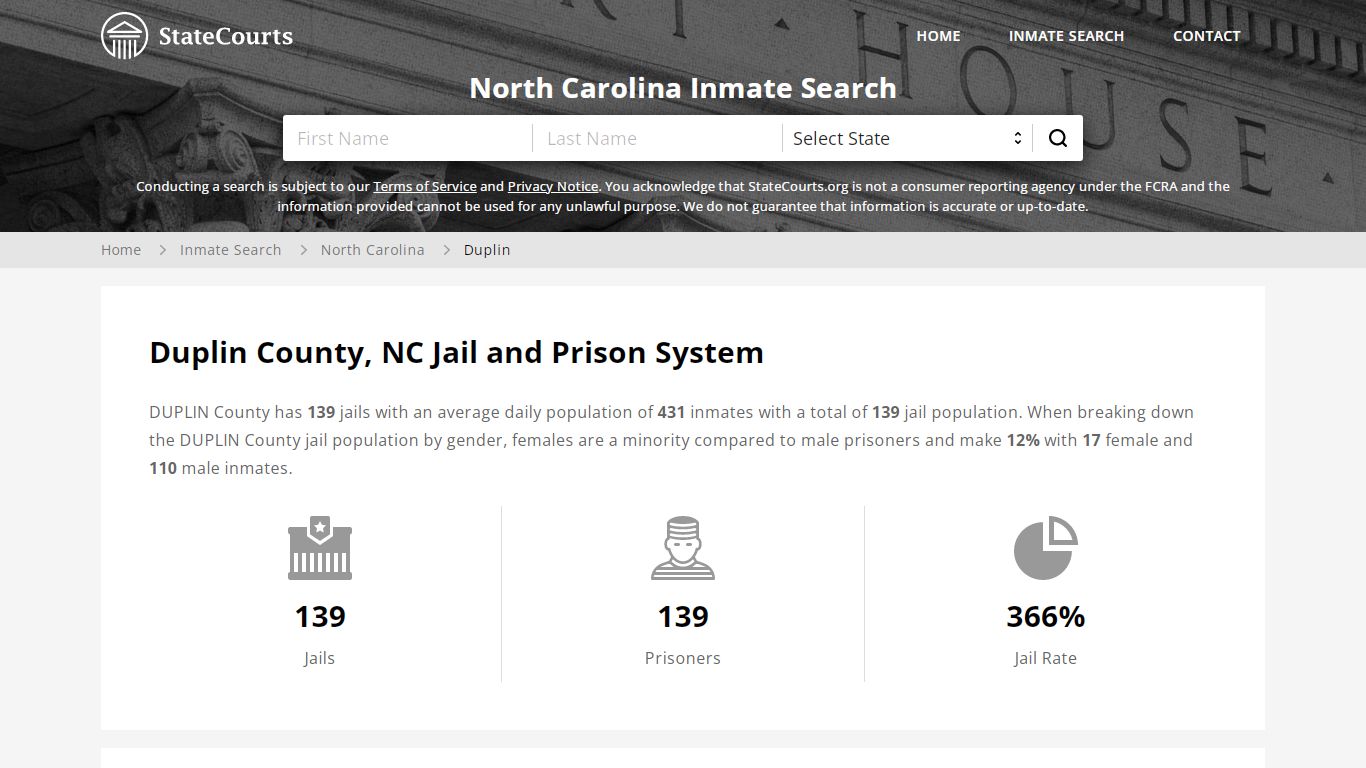 Duplin County, NC Inmate Search - StateCourts